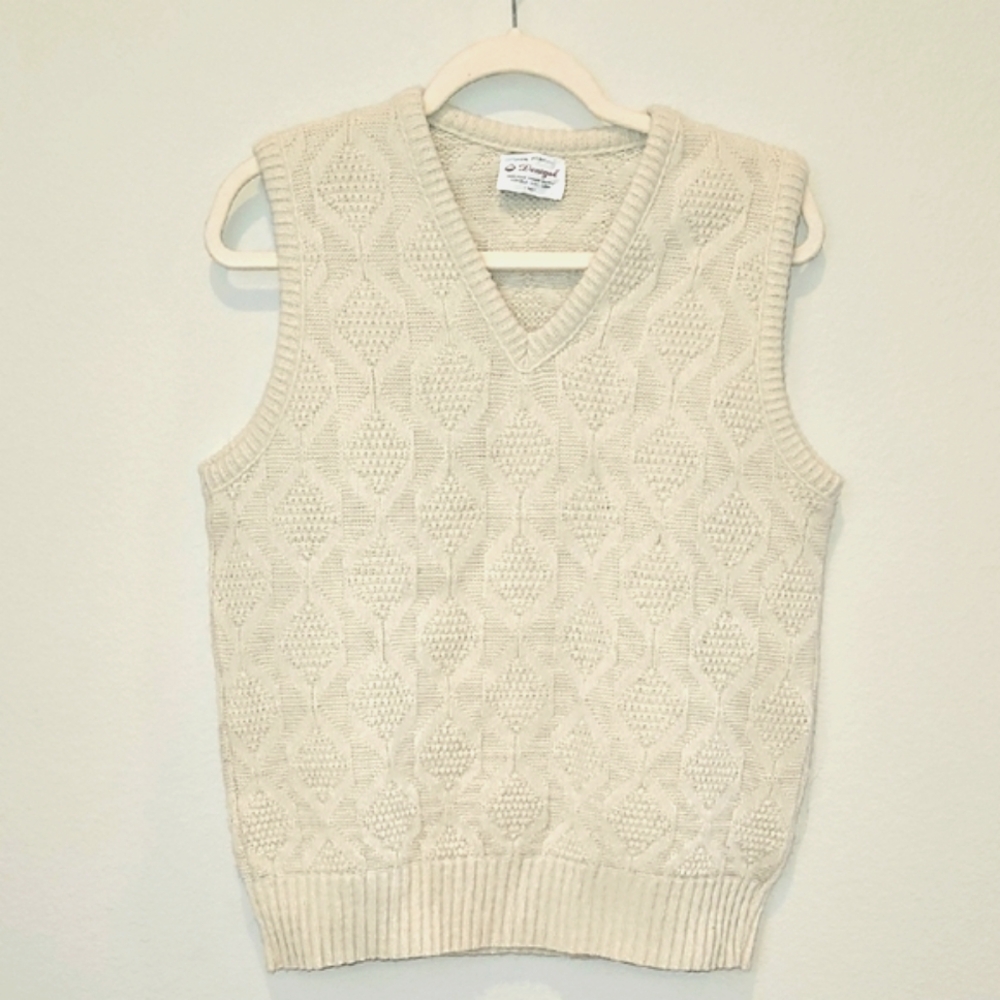 DONEGAL VINTAGE  Cream Sweater Vest MEDIUM Unisex Y2k